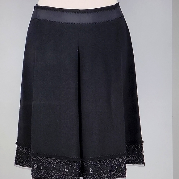 ELIE TAHARI Dorian Beaded Black Wool Skirt - NWT - Picture 2 of 8